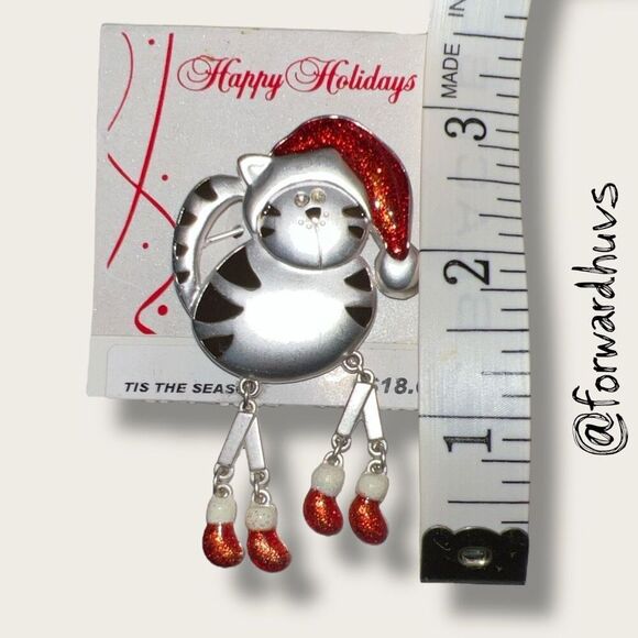 Bundle Sale 3 for $15 | Silver Tone Cat Brooch with Moveable Legs - Picture 6 of 7